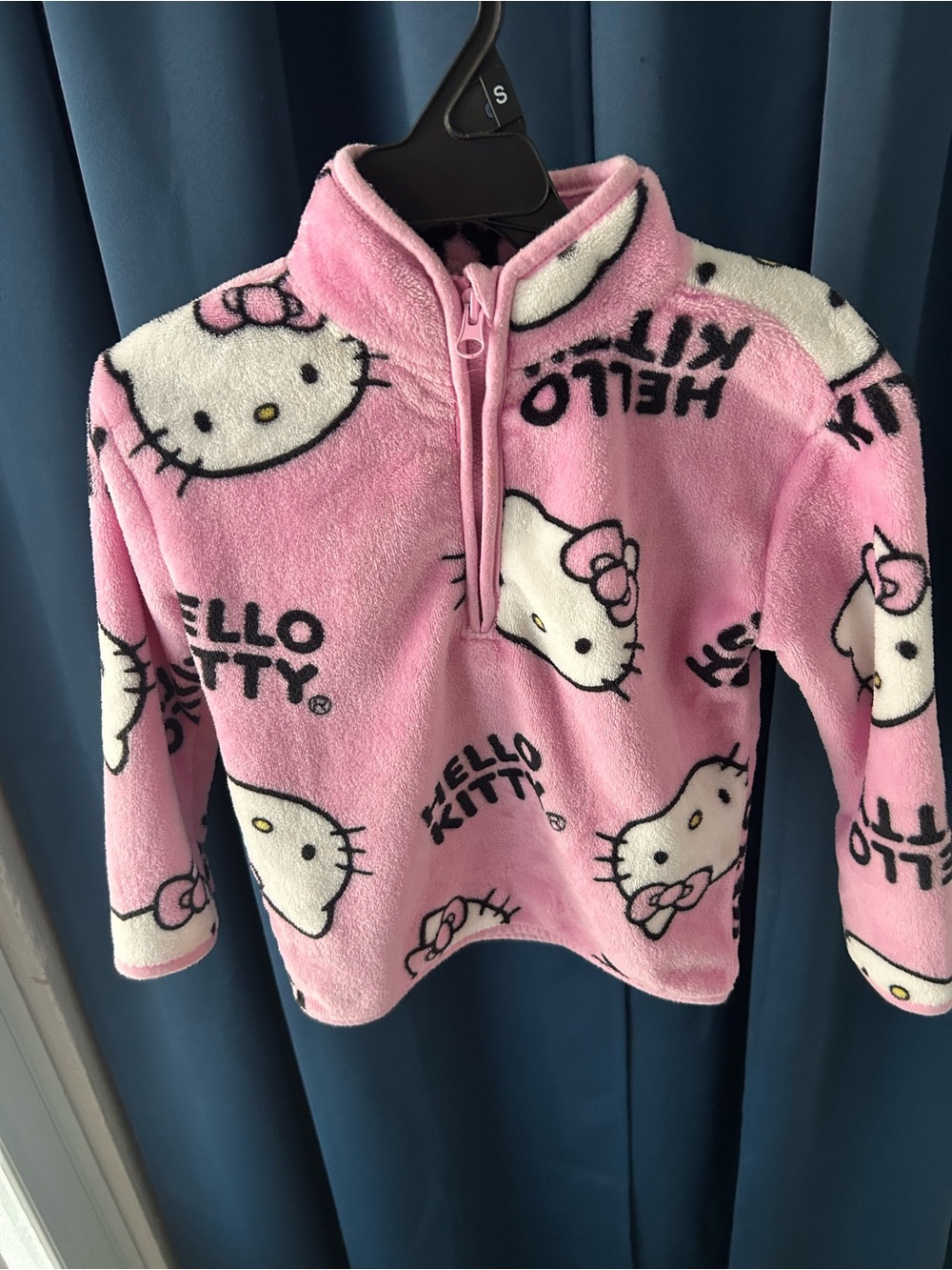 Sanrio Hello Kitty Pink Plush Quarter-Zip Pullover for Kids